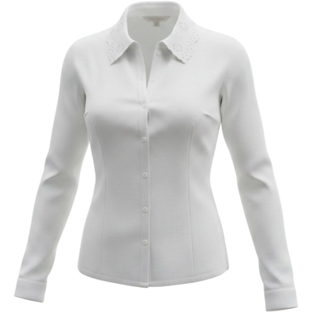 Laura Ashley White Linen Eyelet Collar Button Down Shirt Plus Size 1X